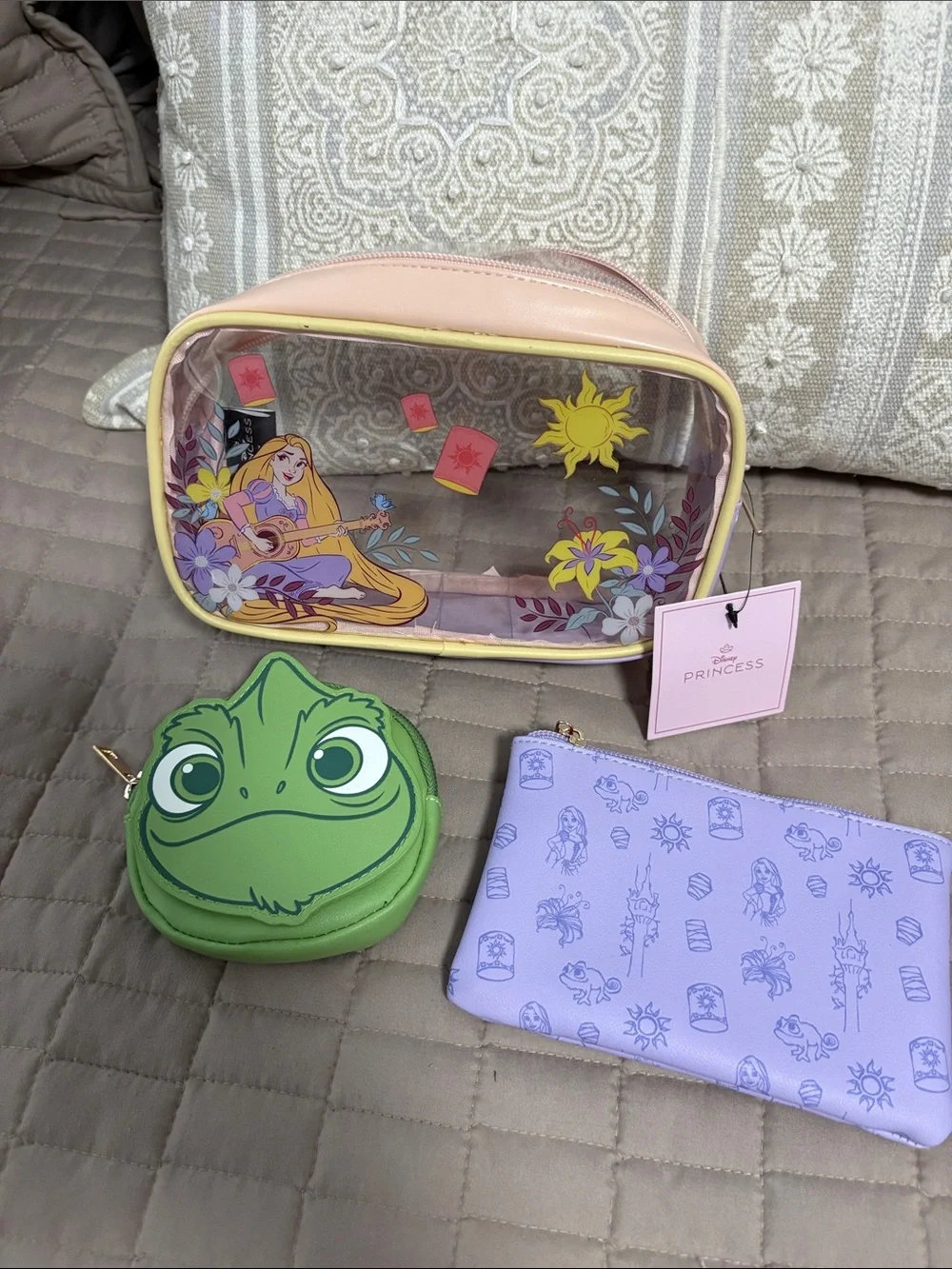 Disney Rapunzel & Pascal Travel Pouch Set - Purple, Green, Yellow
